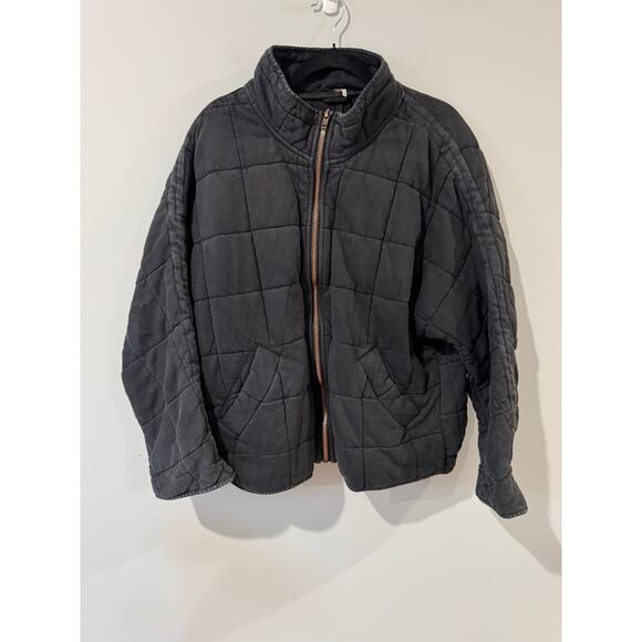 Free People Dolman Quilted Jacket Black Size M Oversized Bomber - Picture 3 of 6